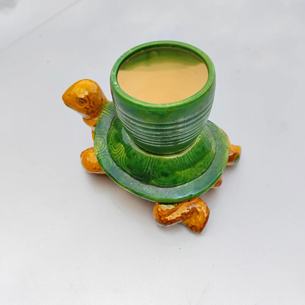 Green and Orange Turtle Planter